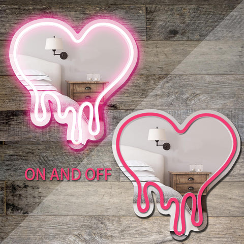 DECANIT Heart Neon Sign pink LED illumination creates a warm ambience.