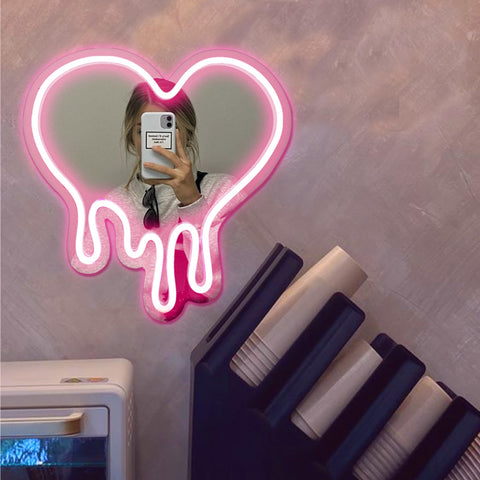 DECANIT Heart Neon Sign designed for wall or tabletop placement in pink.
