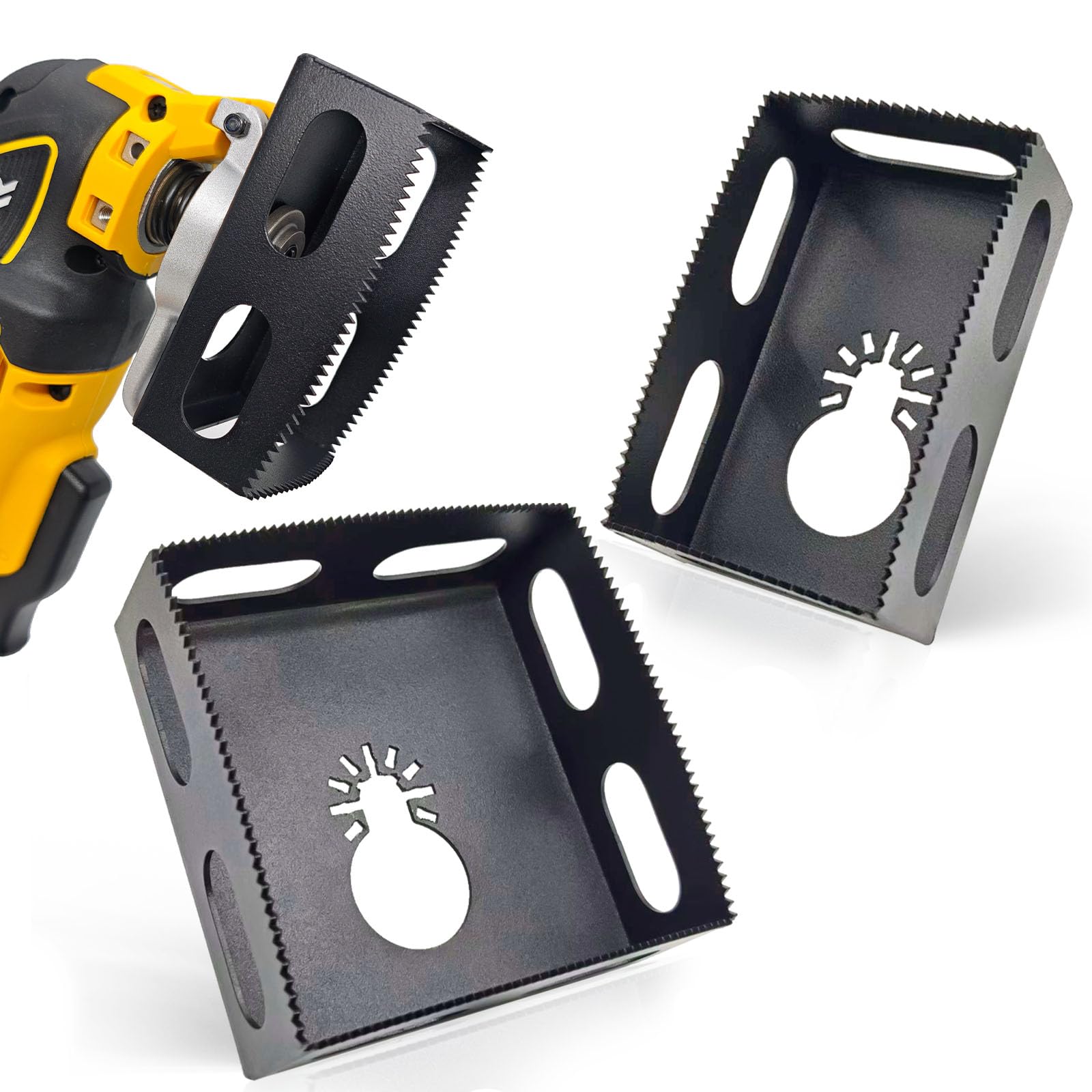 Deceptia upgrade drywall outlet cutter cutting a box opening with clean edges.