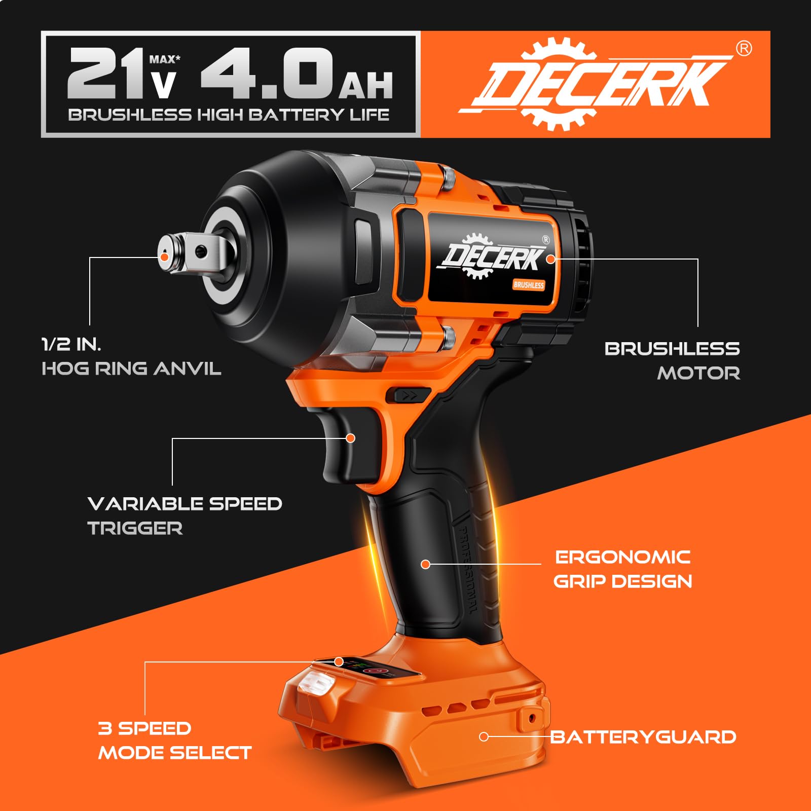 Decerk tool kit contents with sockets, extension, case and batteries