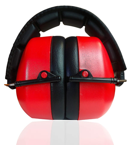 DECIBEL DEFENSE compact folding ear muffs ideal for travel and storage.