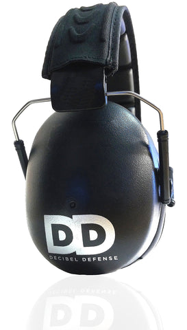DECIBEL DEFENSE ear muffs 37 dB NRR protect hearing during shooting and construction.