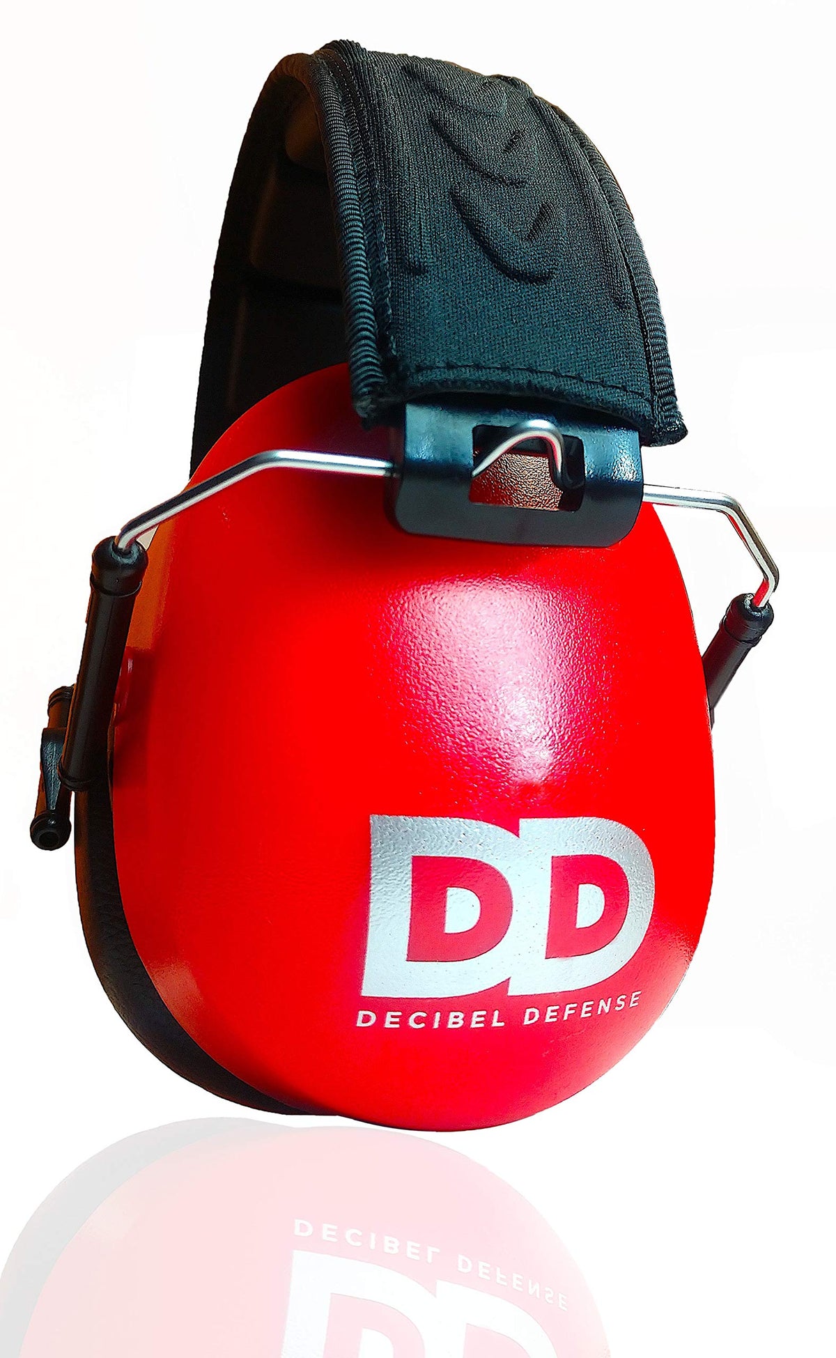 DECIBEL DEFENSE ear muffs with folding headband for compact storage and comfort.