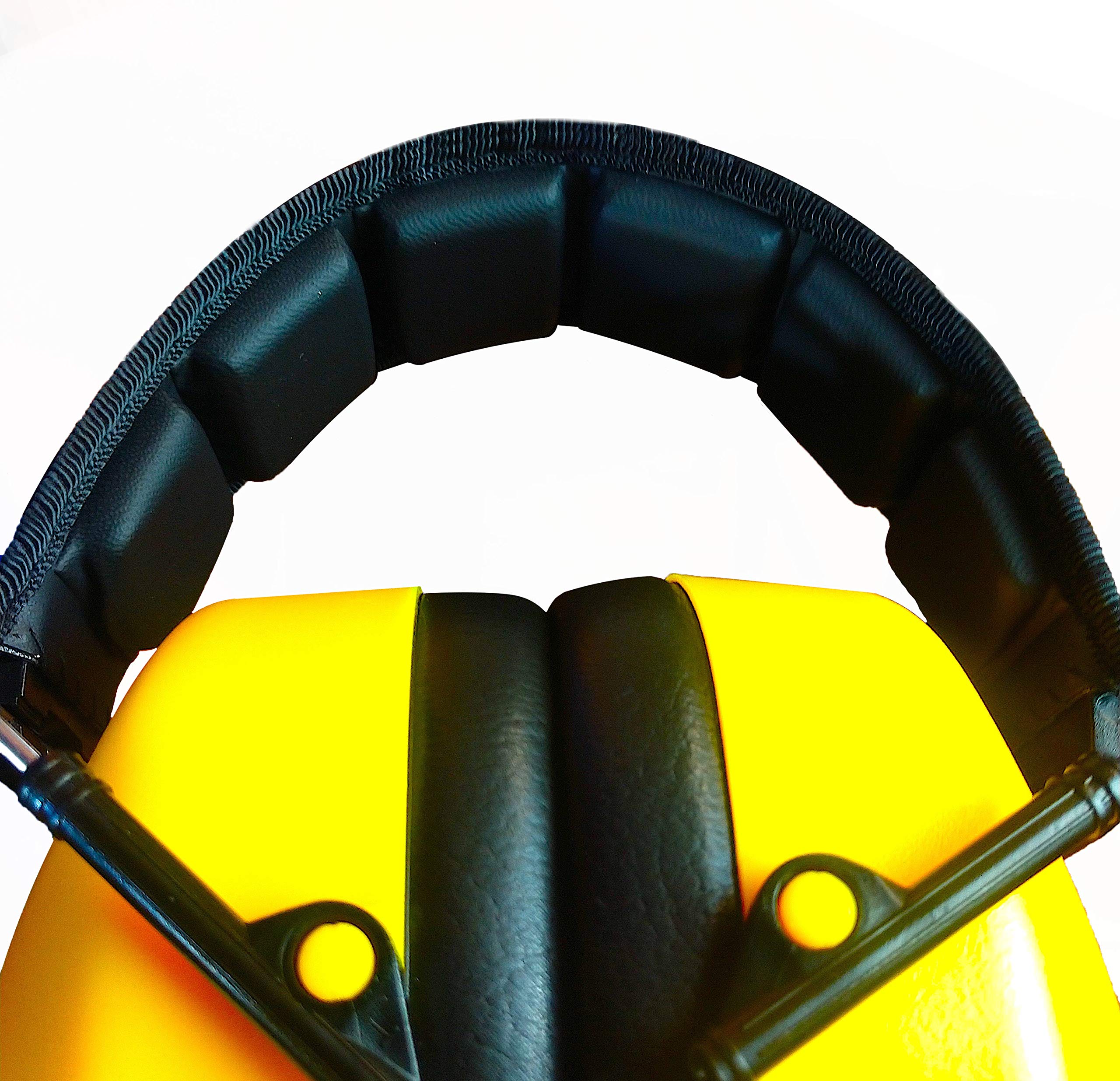 DECIBEL DEFENSE ear muffs in safety yellow for high visibility hearing protection.