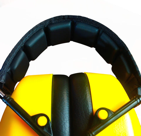 DECIBEL DEFENSE ear muffs in safety yellow for high visibility hearing protection.