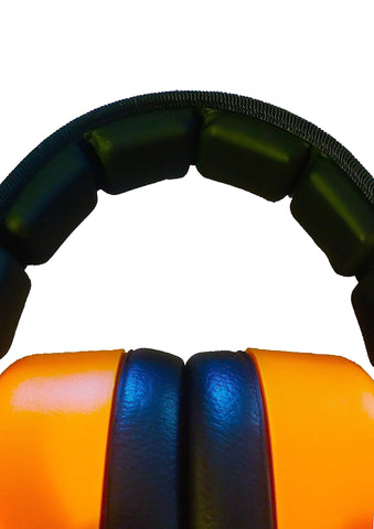 DECIBEL DEFENSE padded headband detail for extended comfort.