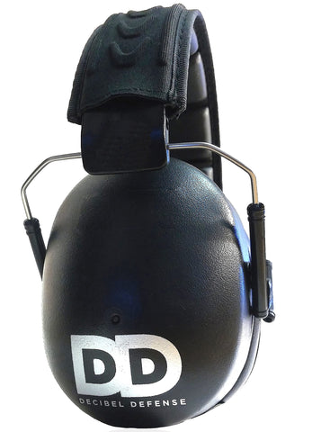 DECIBEL DEFENSE professional ear muffs with XL extension for a comfortable fit on larger heads during shooting