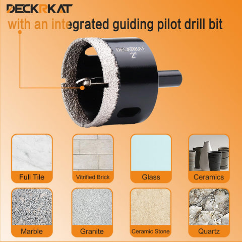 DECKRKAT diamond tipped hole saw for granite cutting and durable openings