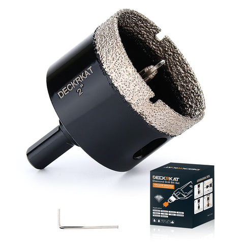 DECKRKAT 2-inch diamond hole saw with pilot bit for precise positioning