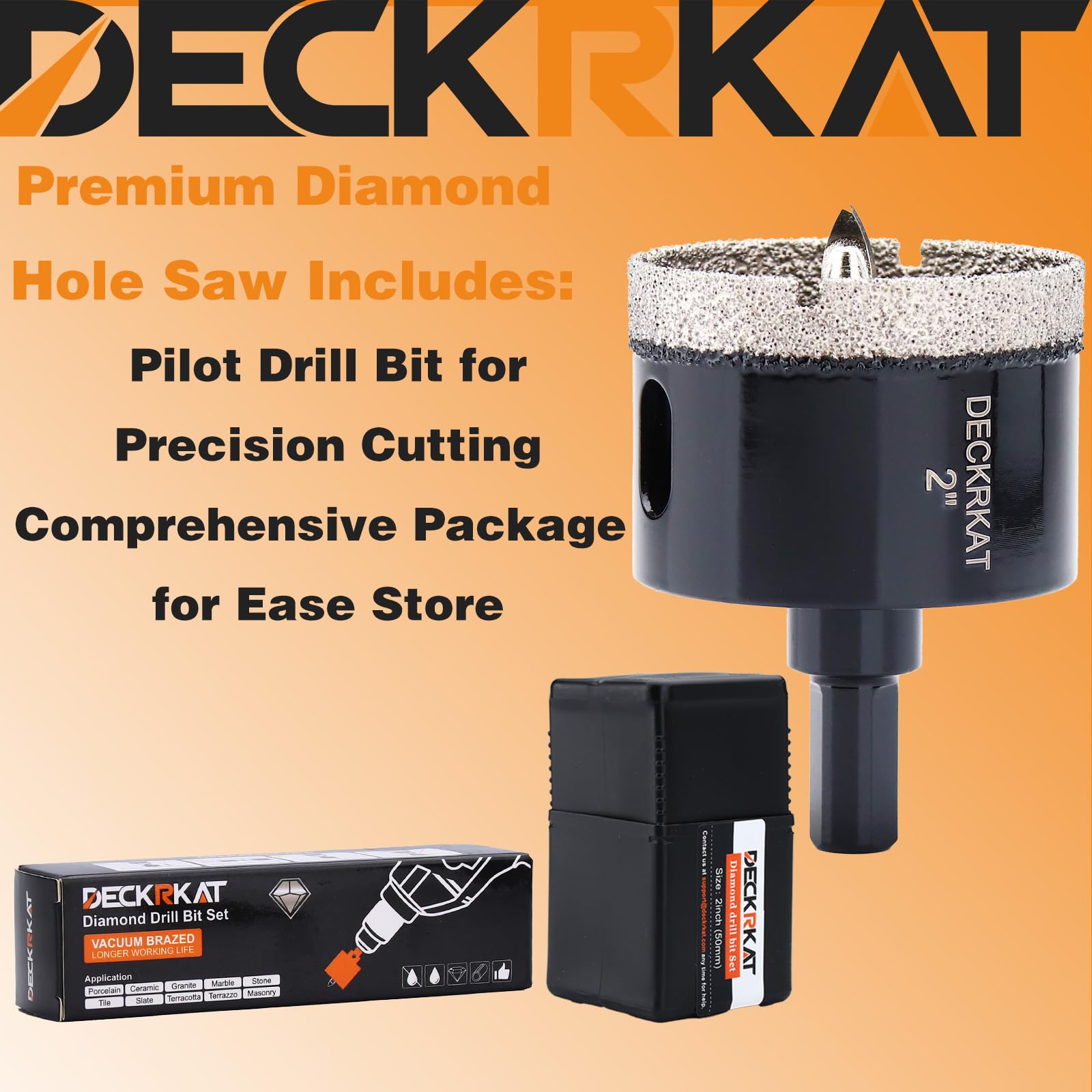 DECKRKAT hole saw used wet or dry with water cooling for longer life