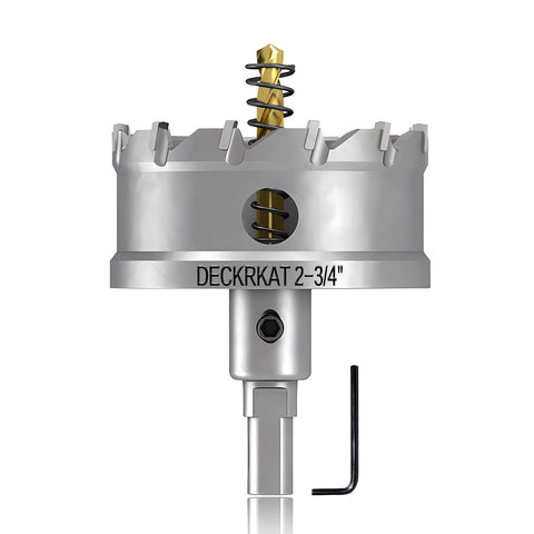 DECKRK 70mm TCT hole saw cuts stainless steel with a clean, precise edge.