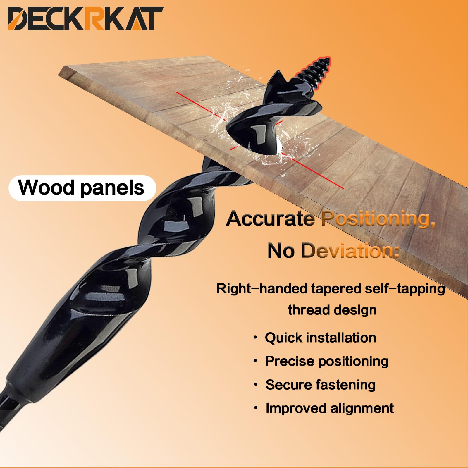 DECKRKAT 3-flat shank provides secure, anti-slip grip in a drill