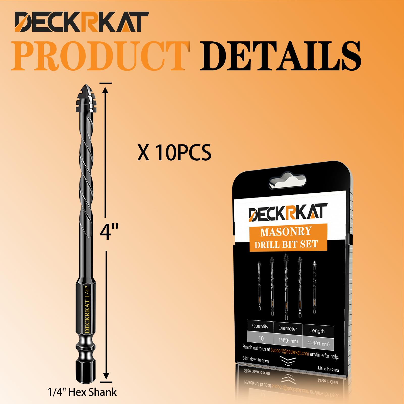 DECKRKAT drill bits tackle tile surfaces with clean, accurate holes.