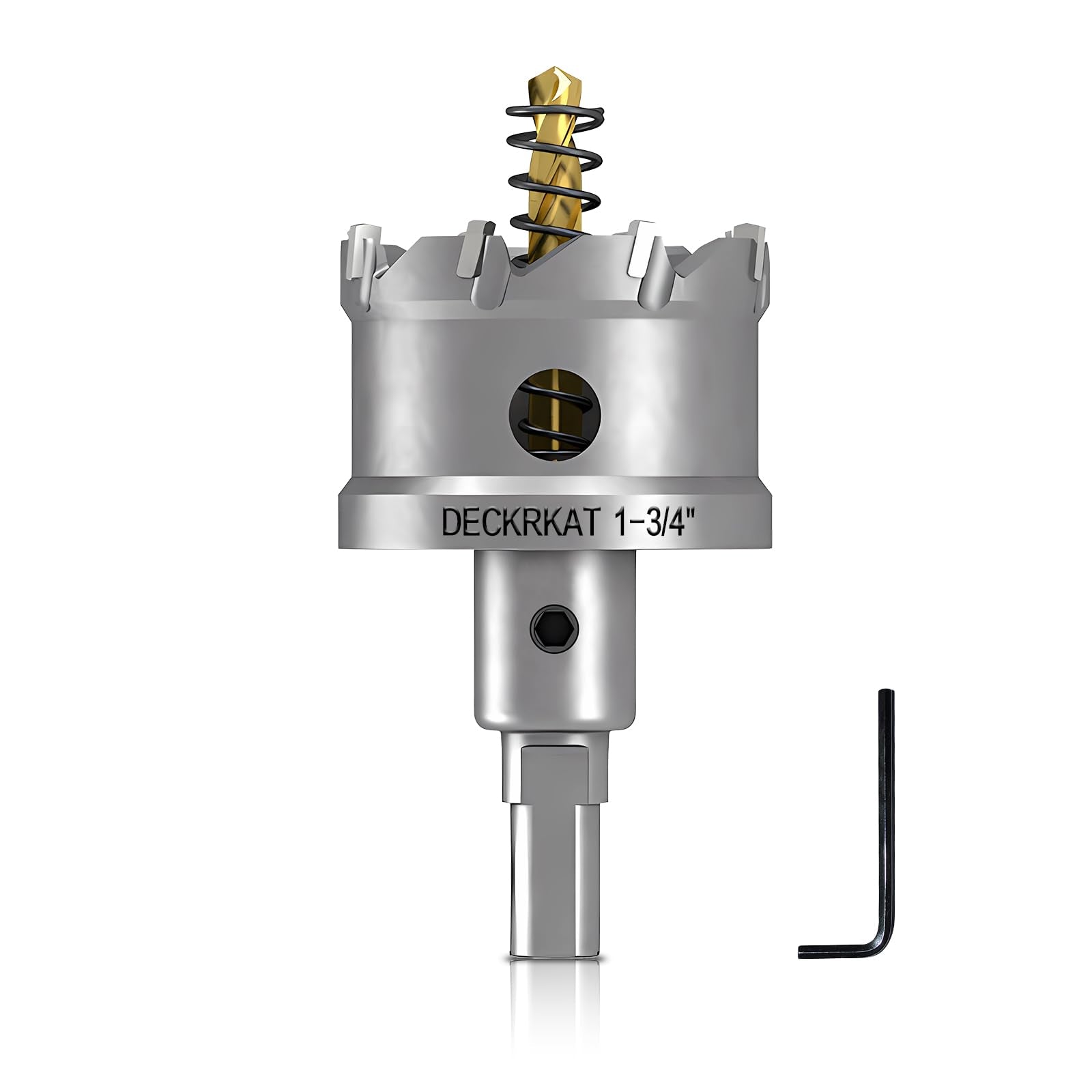 DECKRKAT 1-3/4 inch TCT hole saw cutting stainless steel with precision