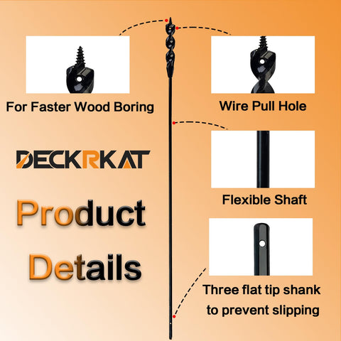DECKRKAT 3-flat shank provides anti-slip grip in drills.