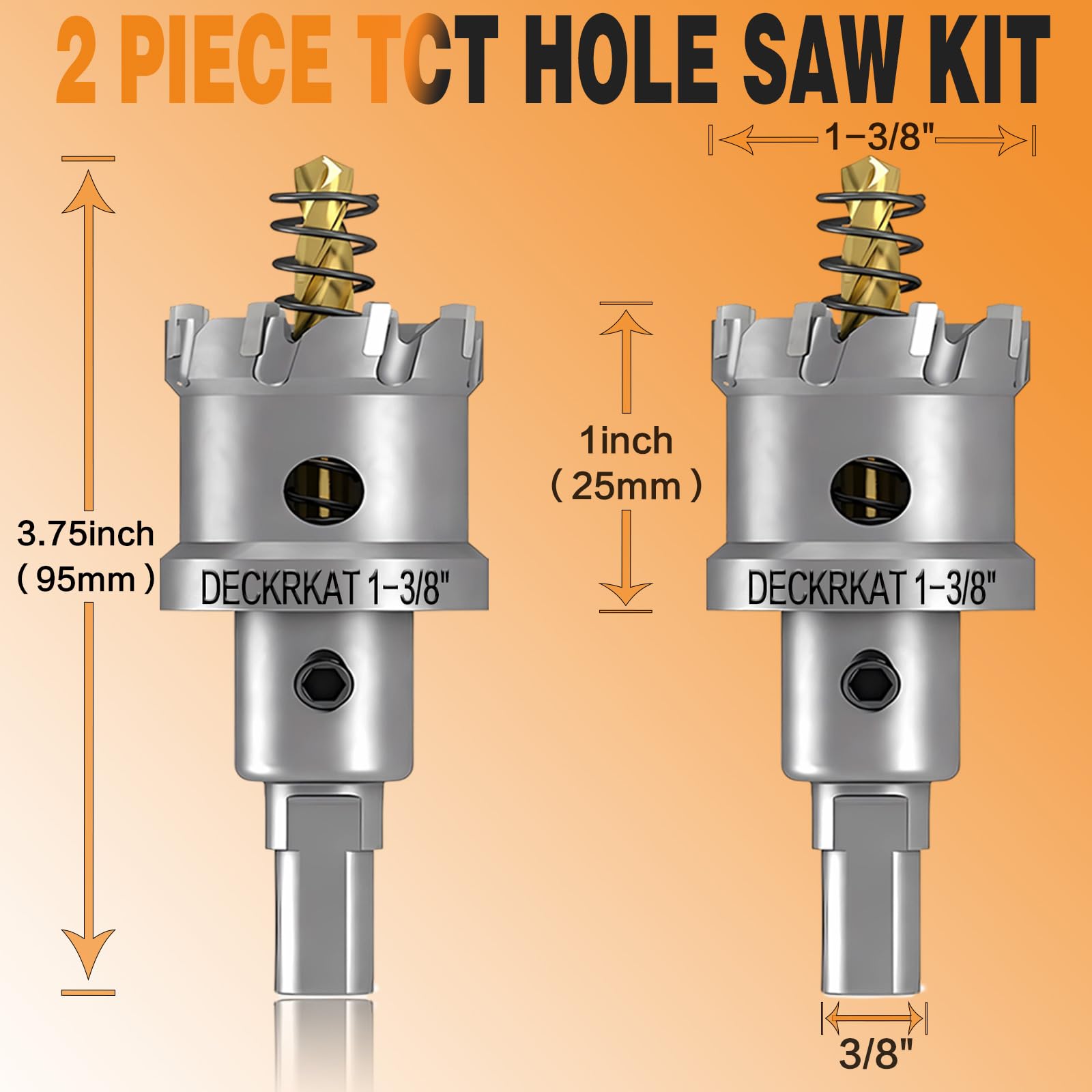 DECKRKAT TCT hole saws in metal cutting action.