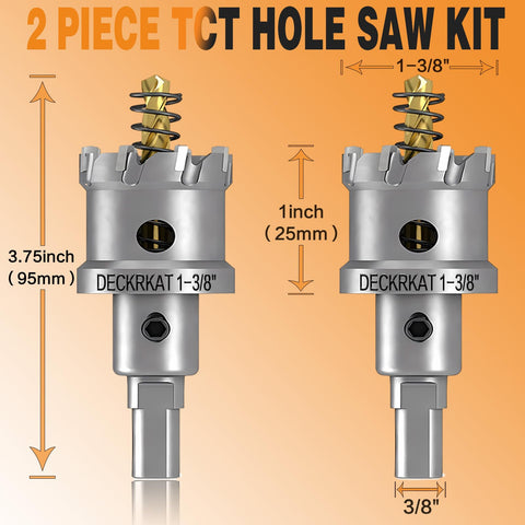 DECKRKAT TCT hole saws in metal cutting action.