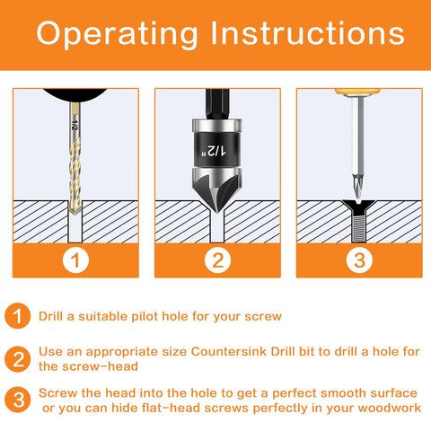 Deckrkcat countersink bit 1/2 inch for flush screw heads and clean surfaces