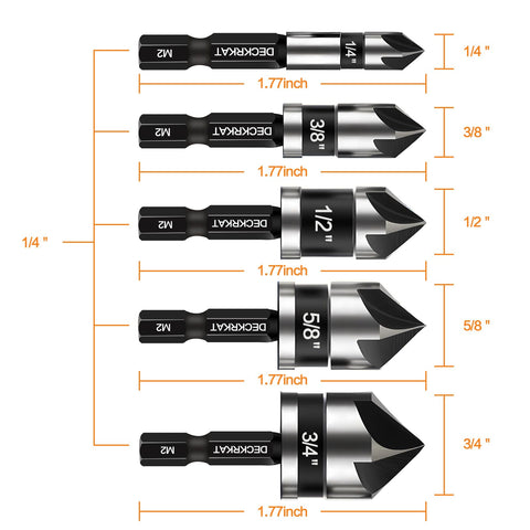 Deckrkcat countersink bit 3/8 inch quick-change for smooth finishes across materials