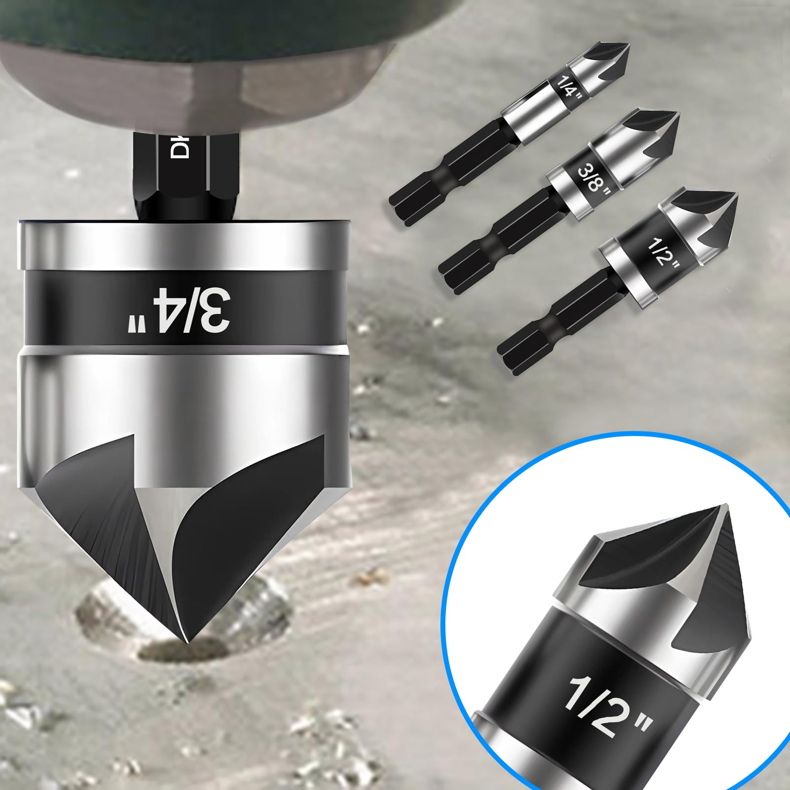 Deckrkcat countersink bits showcase five-flute design for smoother cuts in metal, wood, and plastic