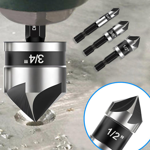 Deckrkcat countersink bits showcase five-flute design for smoother cuts in metal, wood, and plastic