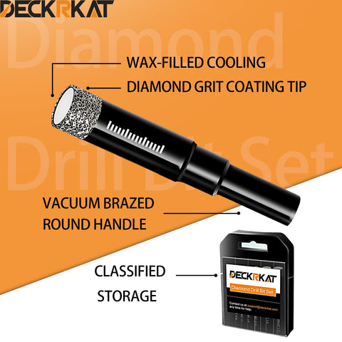 DECKRKAT 1-4 diamond drill bit for quick glass and ceramic perforations.