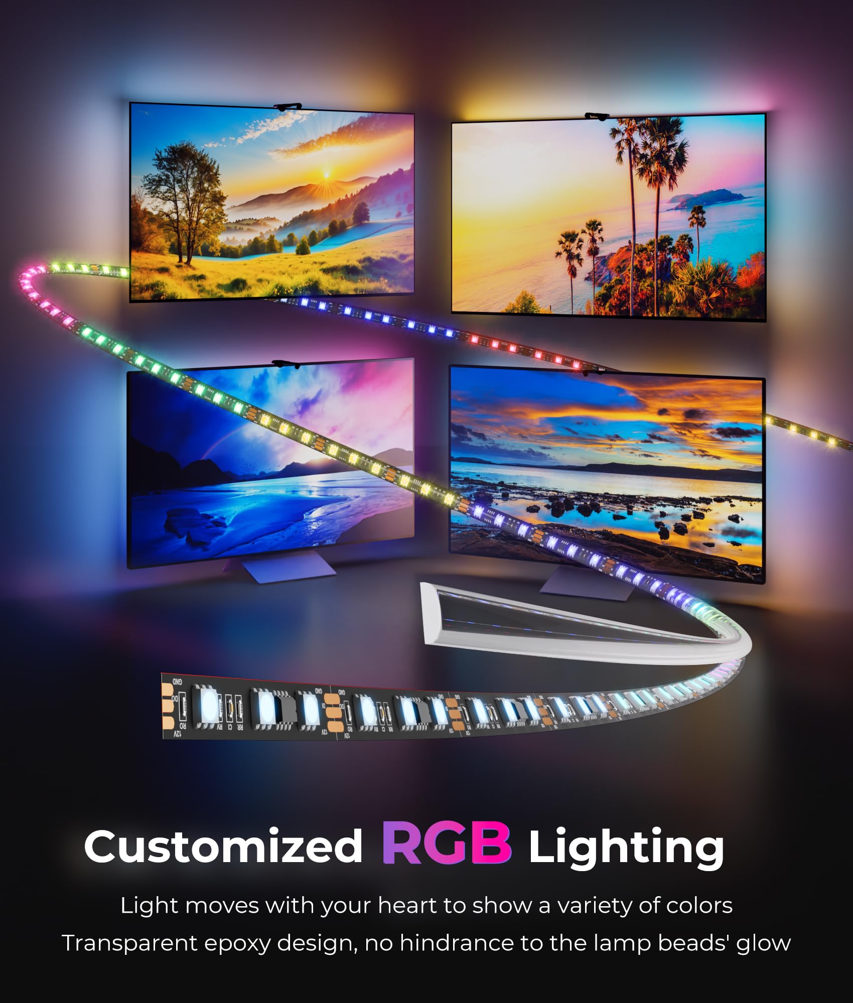 DeckTok gravity suspension design keeps the strip stable on ultra-thin TVs.