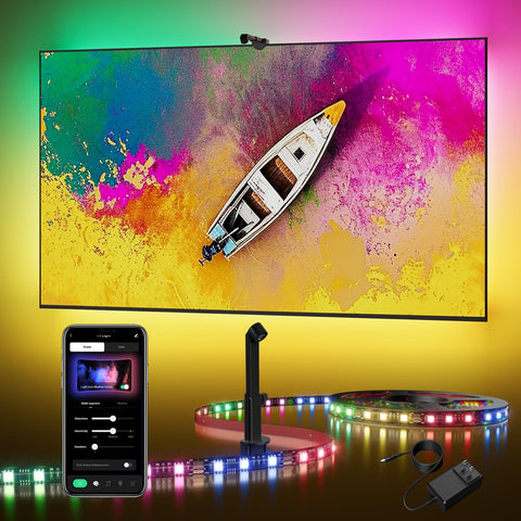 DeckTok TV Backlight 15ft syncing to screen enhances immersive viewing.