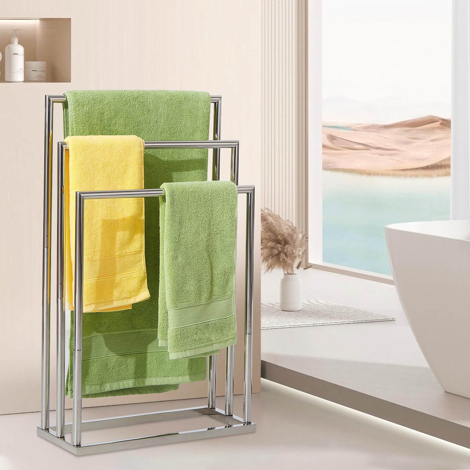 DECLUTTR towel rack stand keeps towels dry and within reach