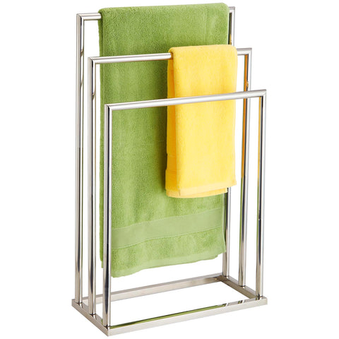 DECLUTTR free standing 3-tier towel rack in chrome finish for organized drying