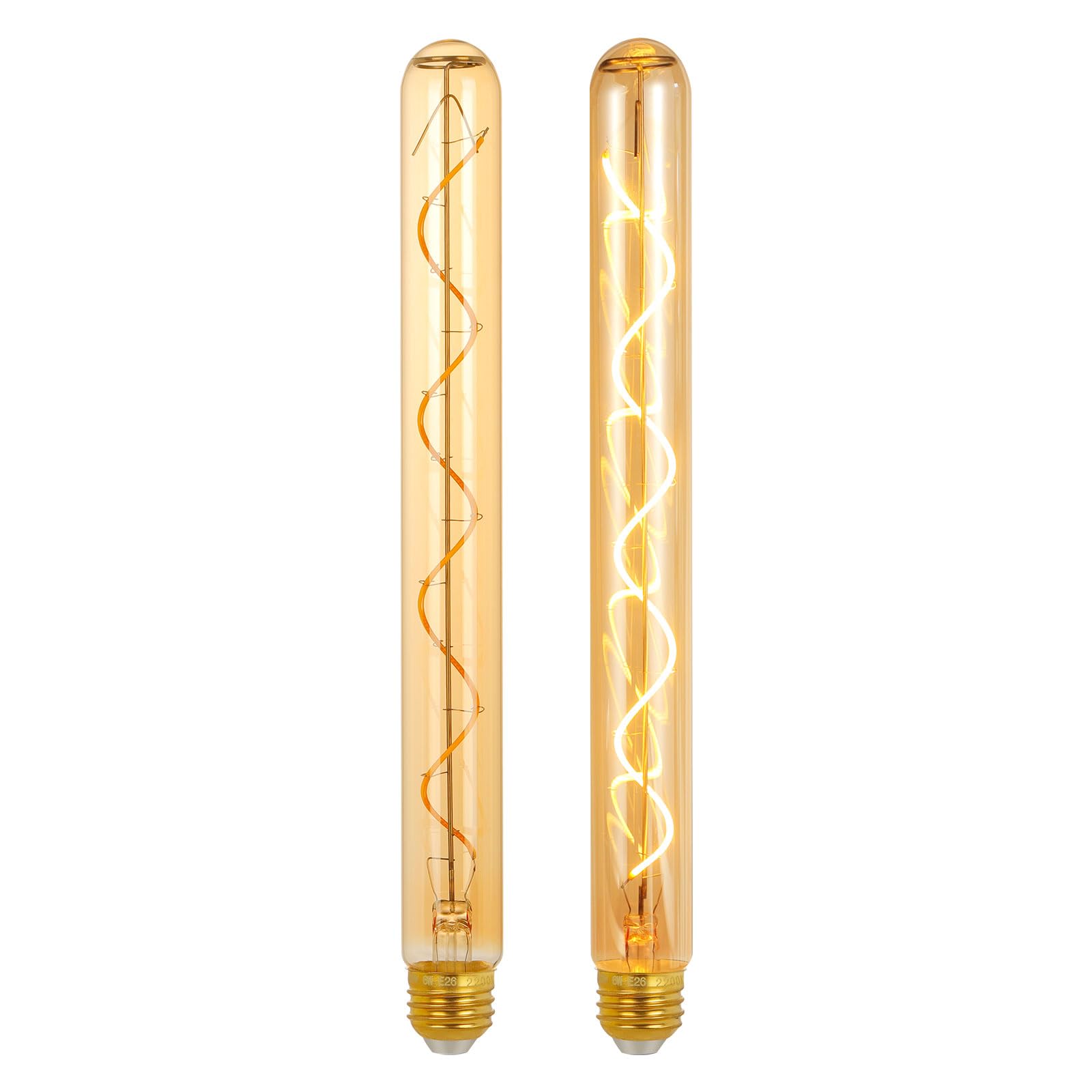 Decoaui 12-inch T10 spiral filament amber glass for vintage lighting ambiance