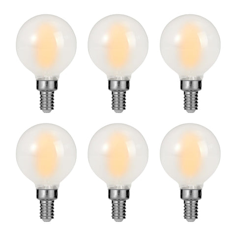 Decoaui E12 globe bulb with soft white glow for warm living room ambiance.