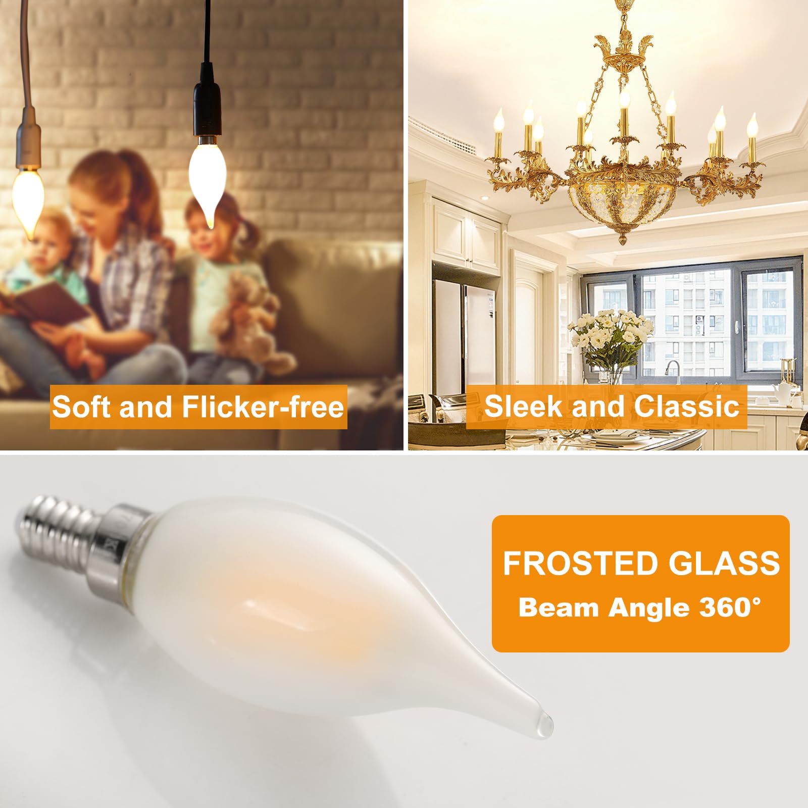 Decoaui candle-shaped bulb enhances open fixtures with warm ambiance
