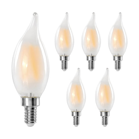 Decoaui E12 frosted flame-shape candelabra bulb for chandeliers with soft glare-free light