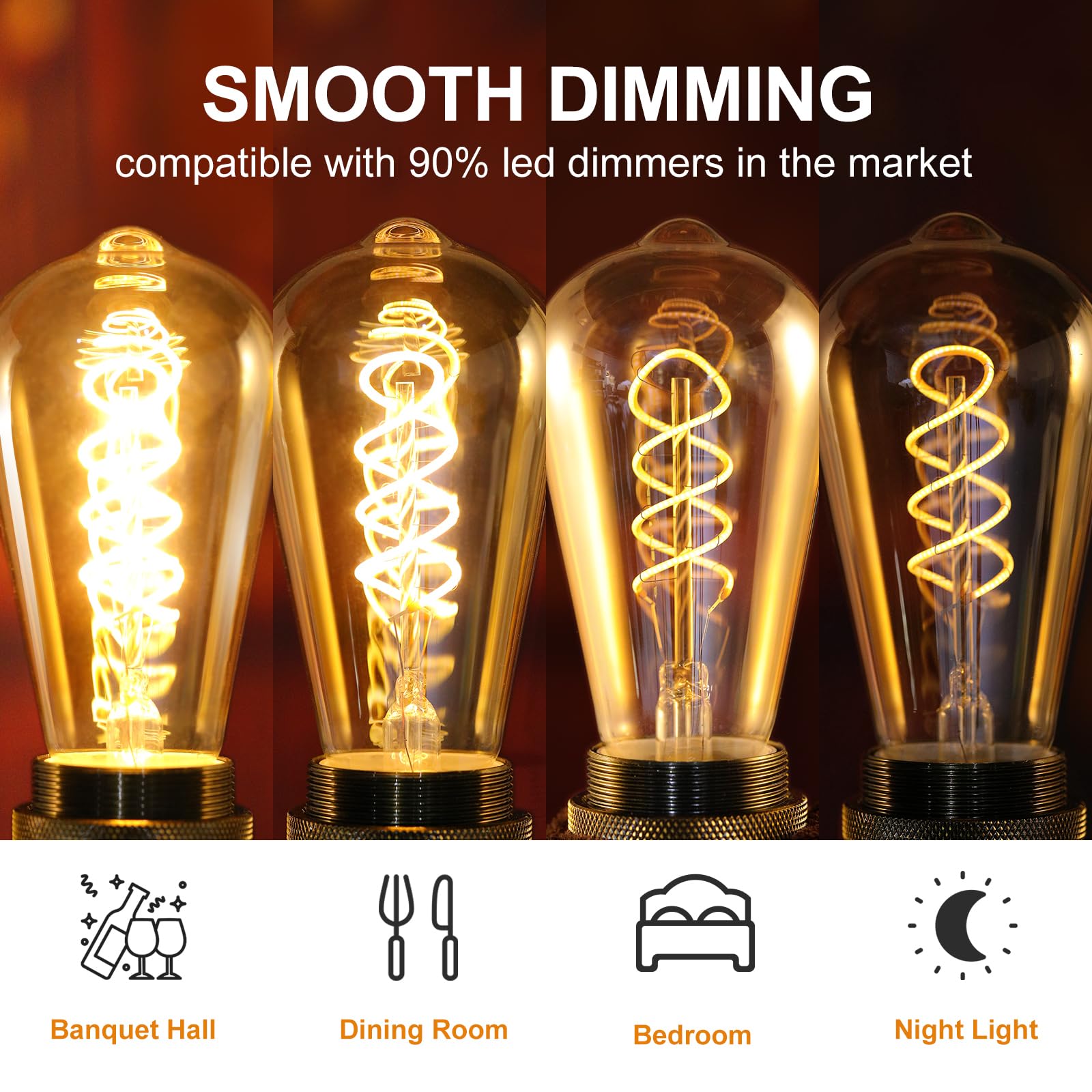 Decoaui 4W Edison bulb provides 300 lumens with low heat