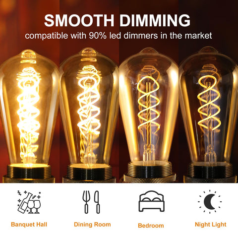 Decoaui 4W Edison bulb provides 300 lumens with low heat