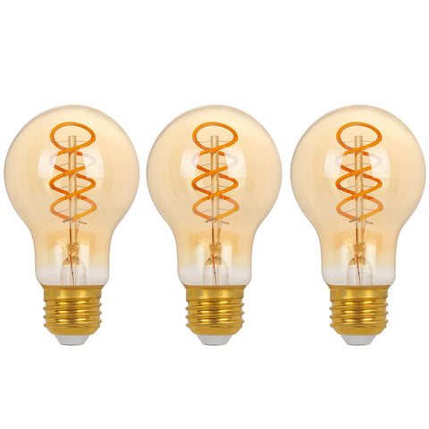 Decoaui vintage Edison A19 bulb with amber glass and spiral filament for warm mood lighting