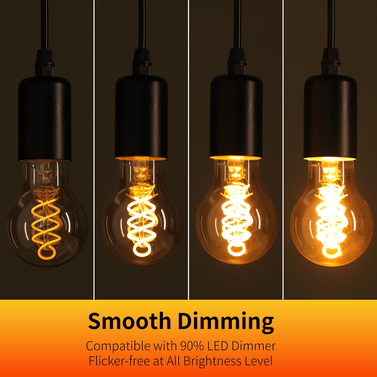 Warm 2200K Decoaui Edison LED glow in amber glass