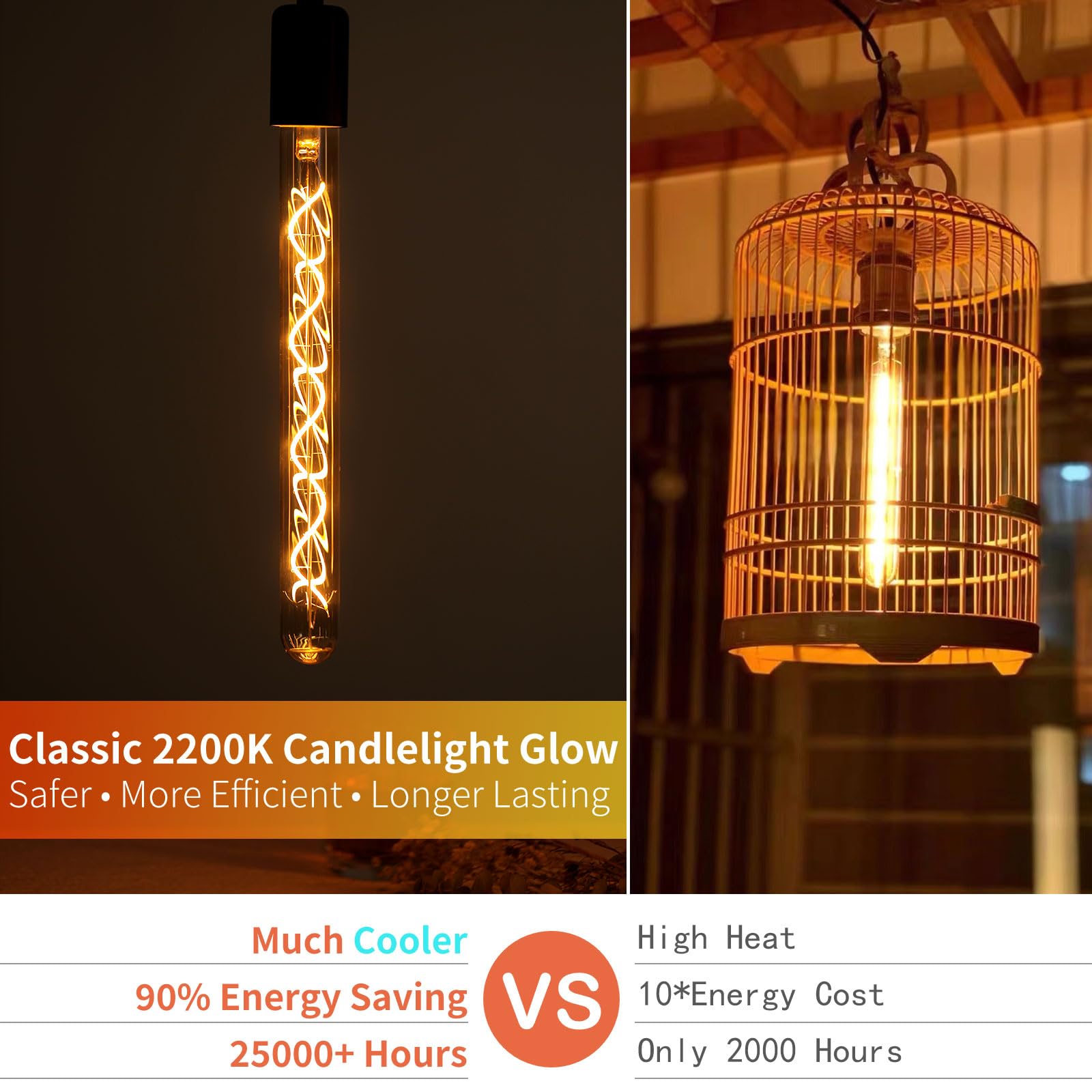 Decoaui vintage tubular amber glass bulb for decorative fixtures
