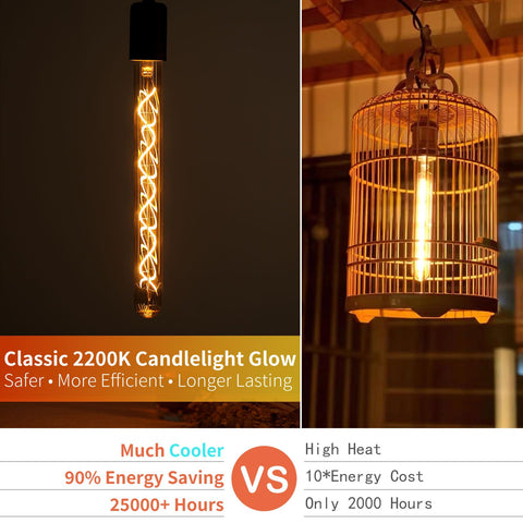 Decoaui vintage tubular amber glass bulb for decorative fixtures