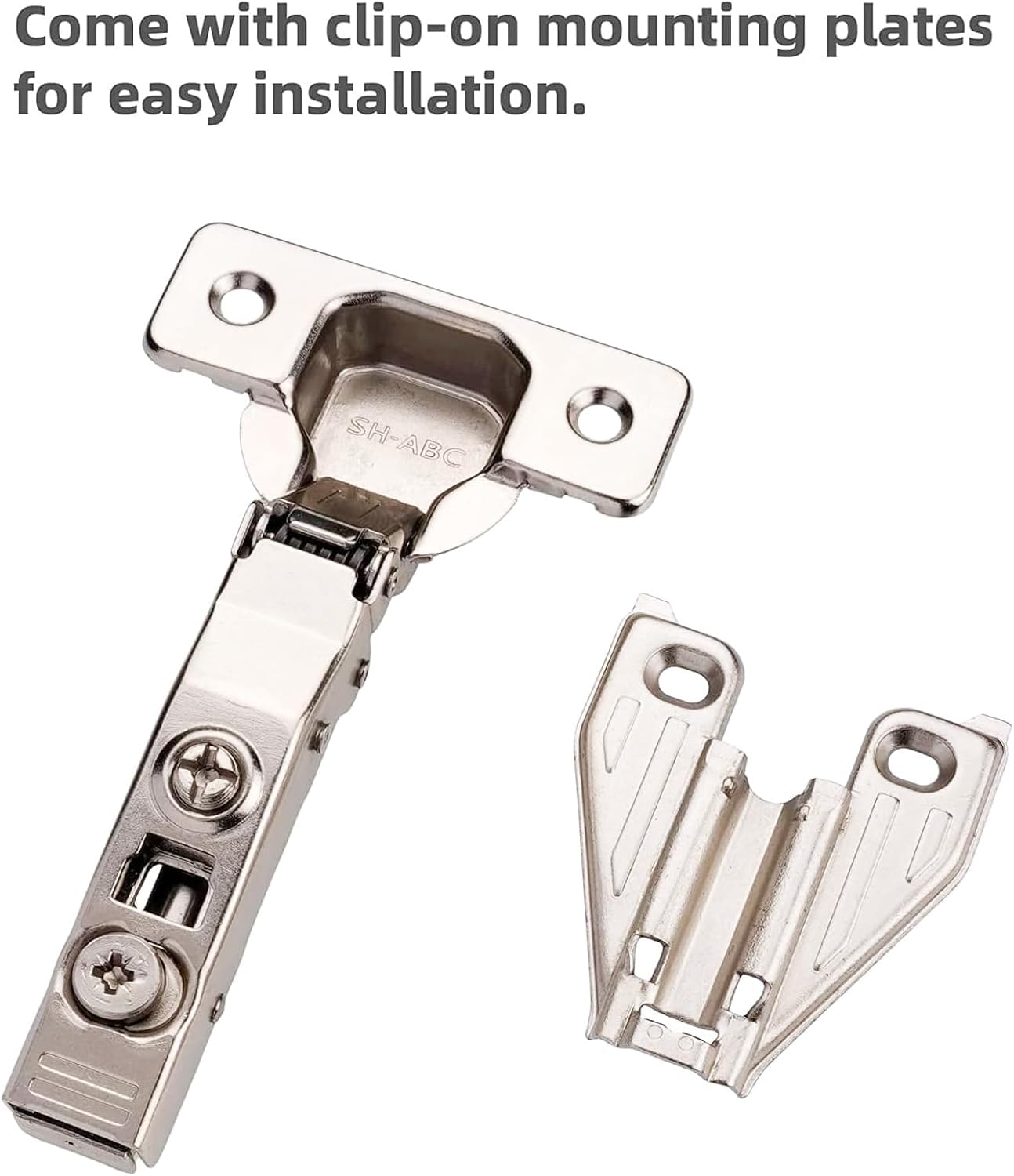 DecoBasics 105° opening hinge provides ample clearance for easy access.