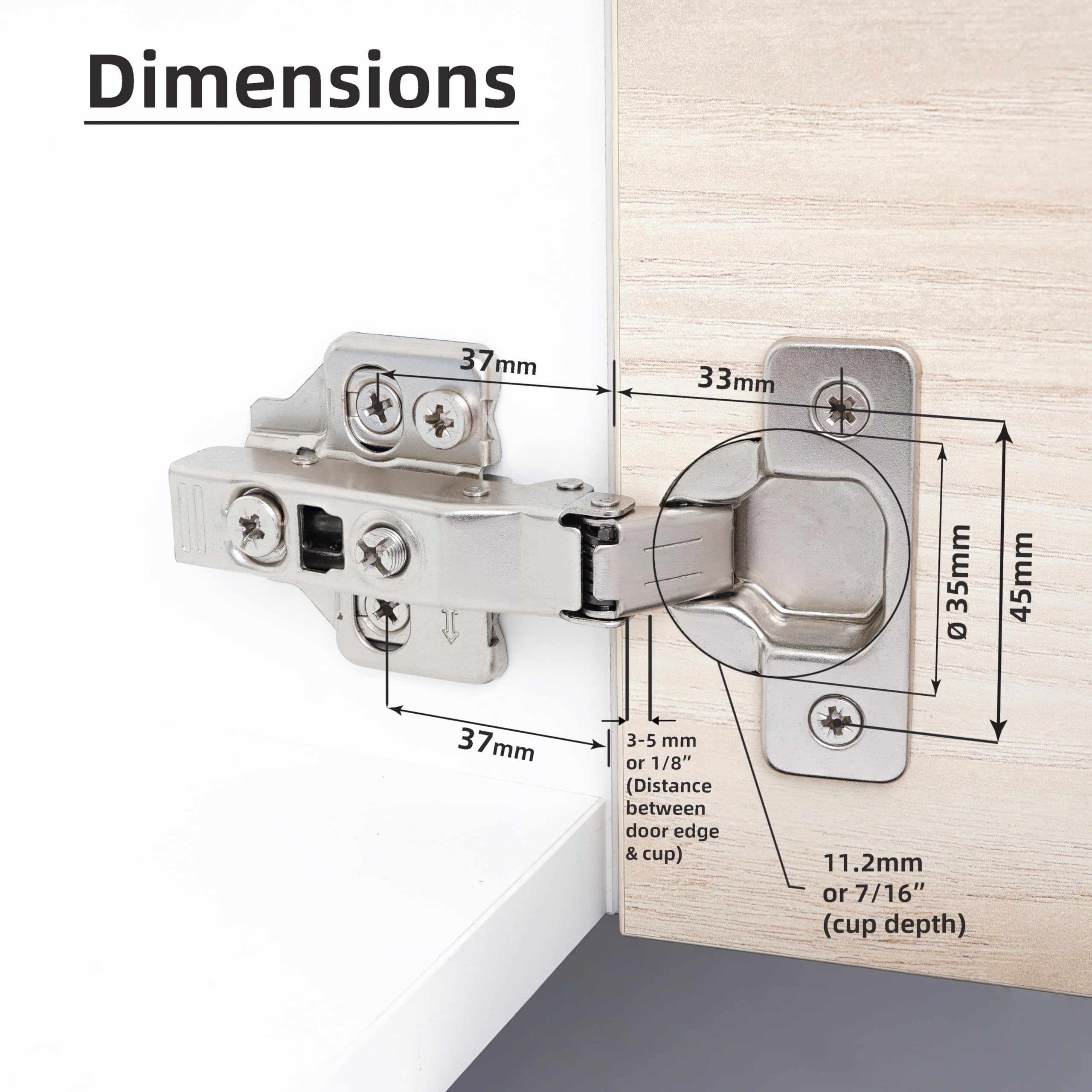 DecoBasics 35mm bore hinge cup fits frameless cabinets