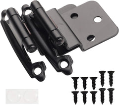 DecoBasics 38-inch inset hinges in matte black for updated cabinet doors with smooth self-closing action.