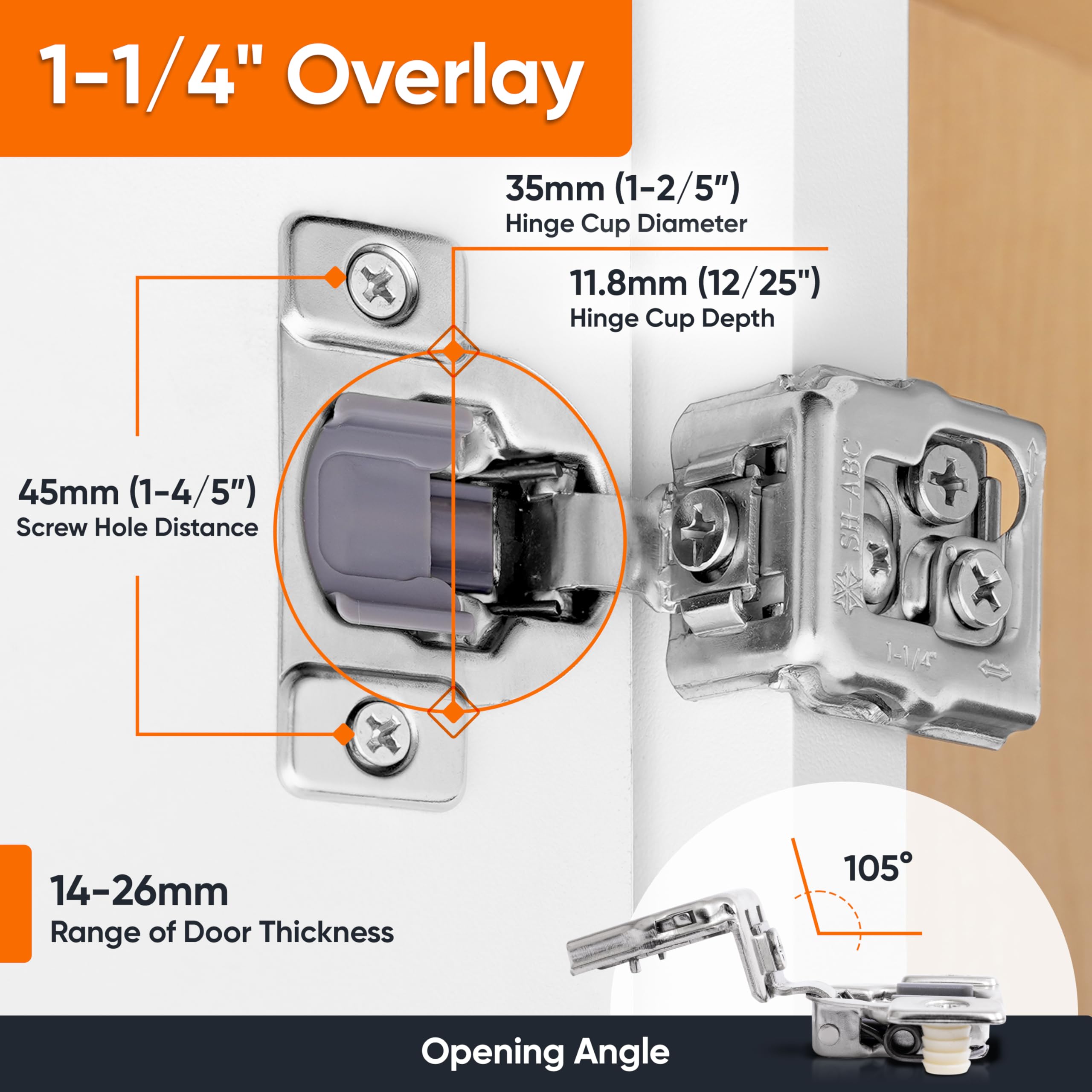 DecoBasics concealed hinges offer a clean, modern look for face-frame cabinets.