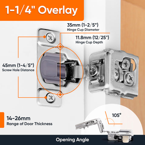 DecoBasics concealed hinges offer a clean, modern look for face-frame cabinets.
