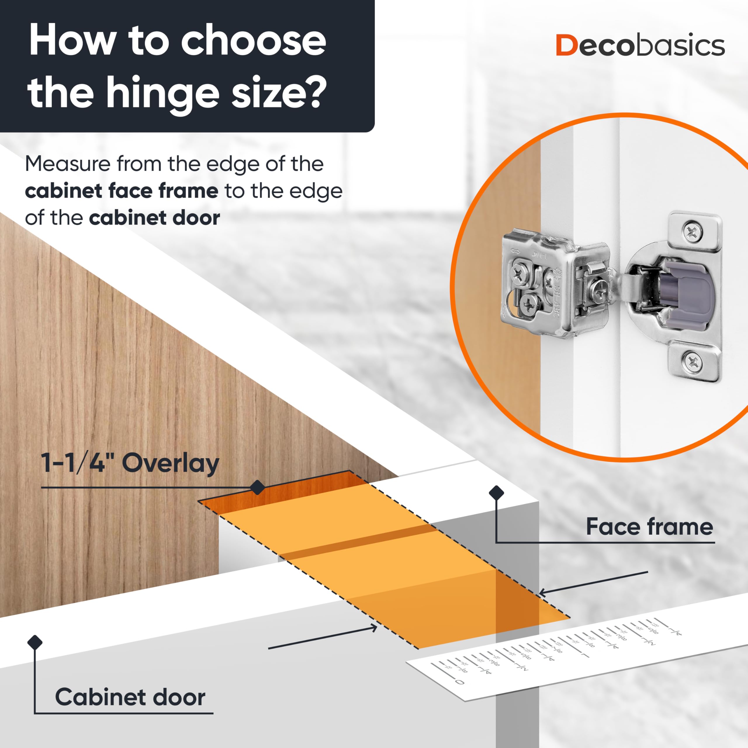 DecoBasics concealed hinges create a sleek, modern cabinet look with tidy hardware.