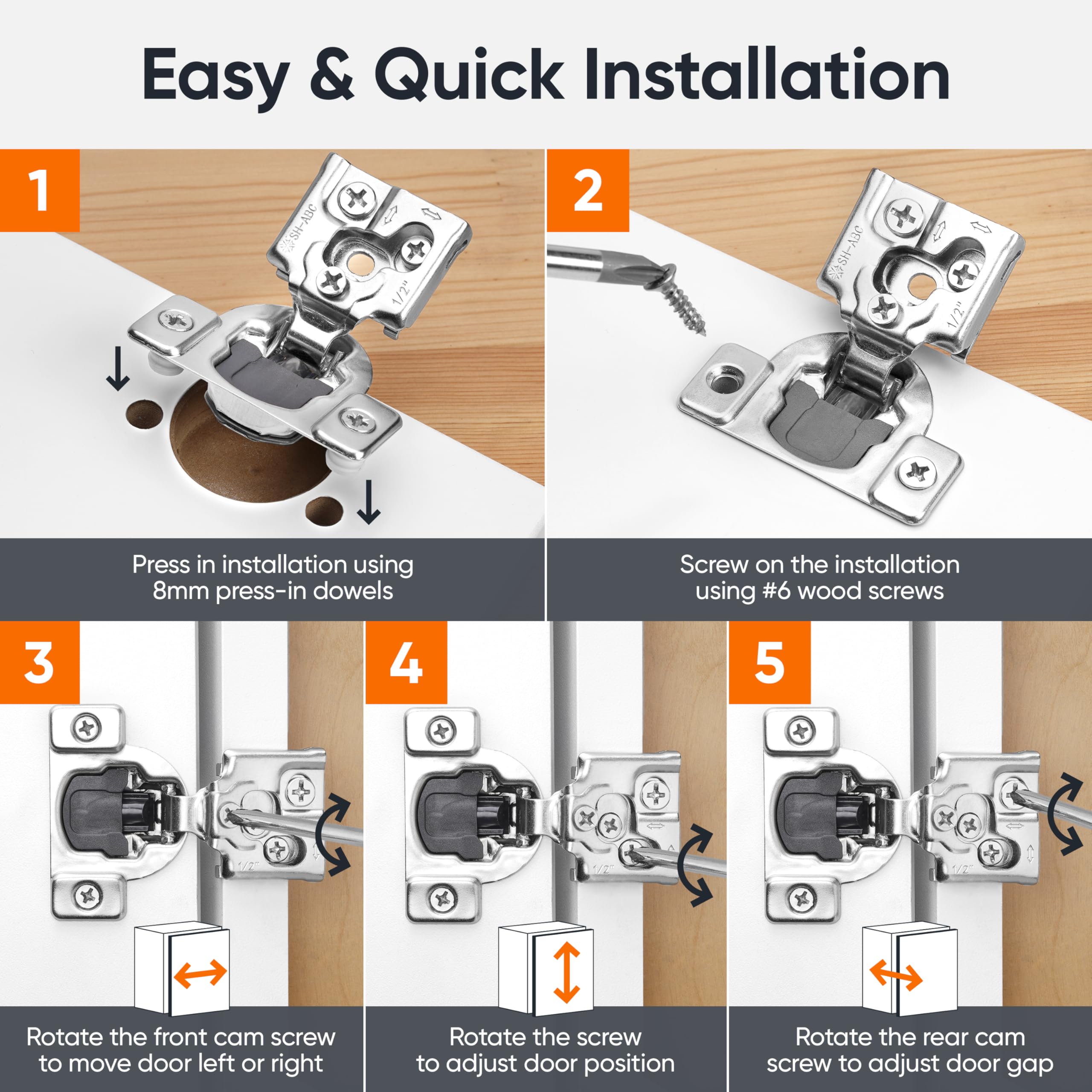 Decobasics hinge set installation visuals for DIY setup
