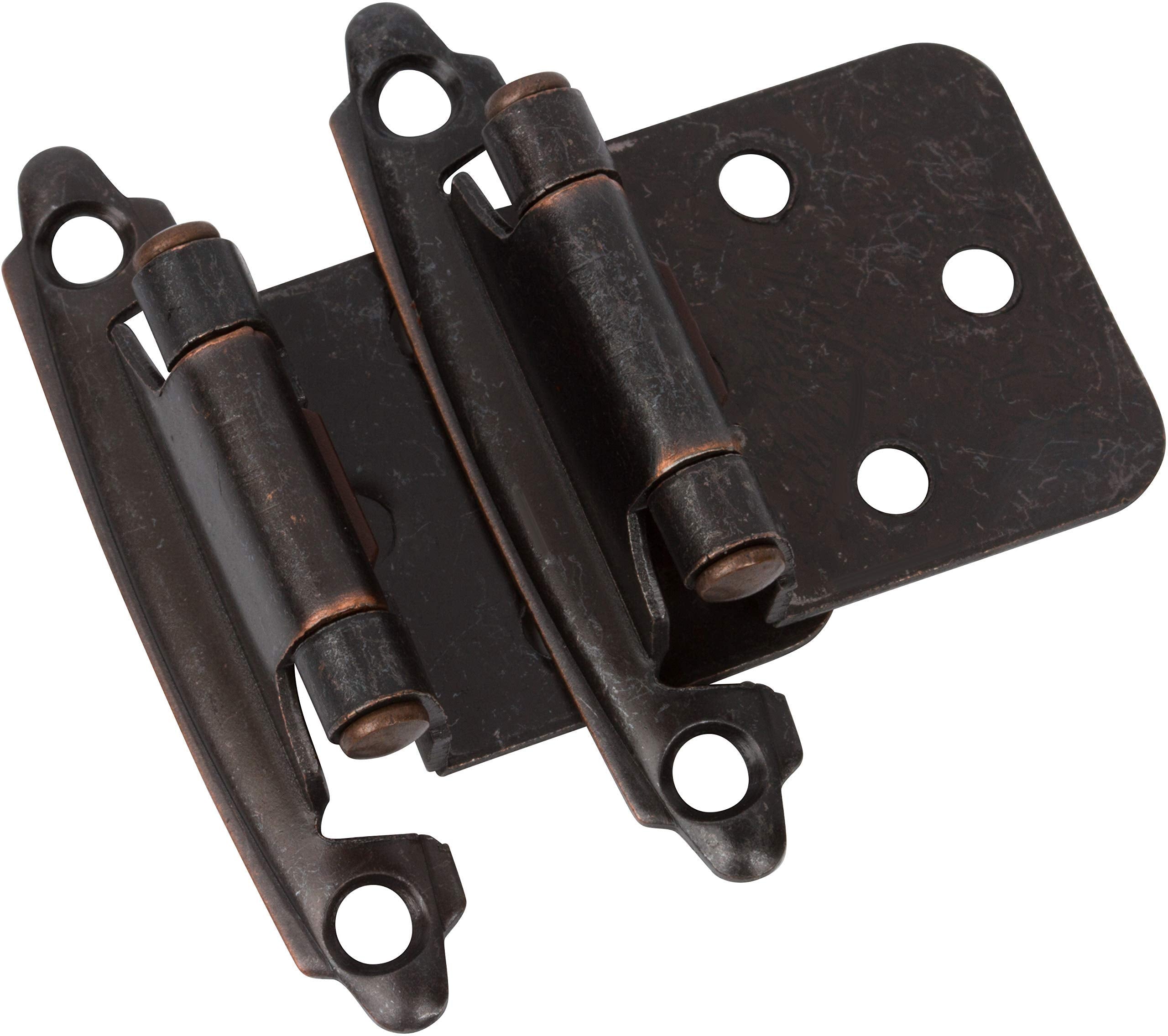 DecoBasics oil rubbed bronze hinges close-up, durable cabinet hardware for kitchen cabinets