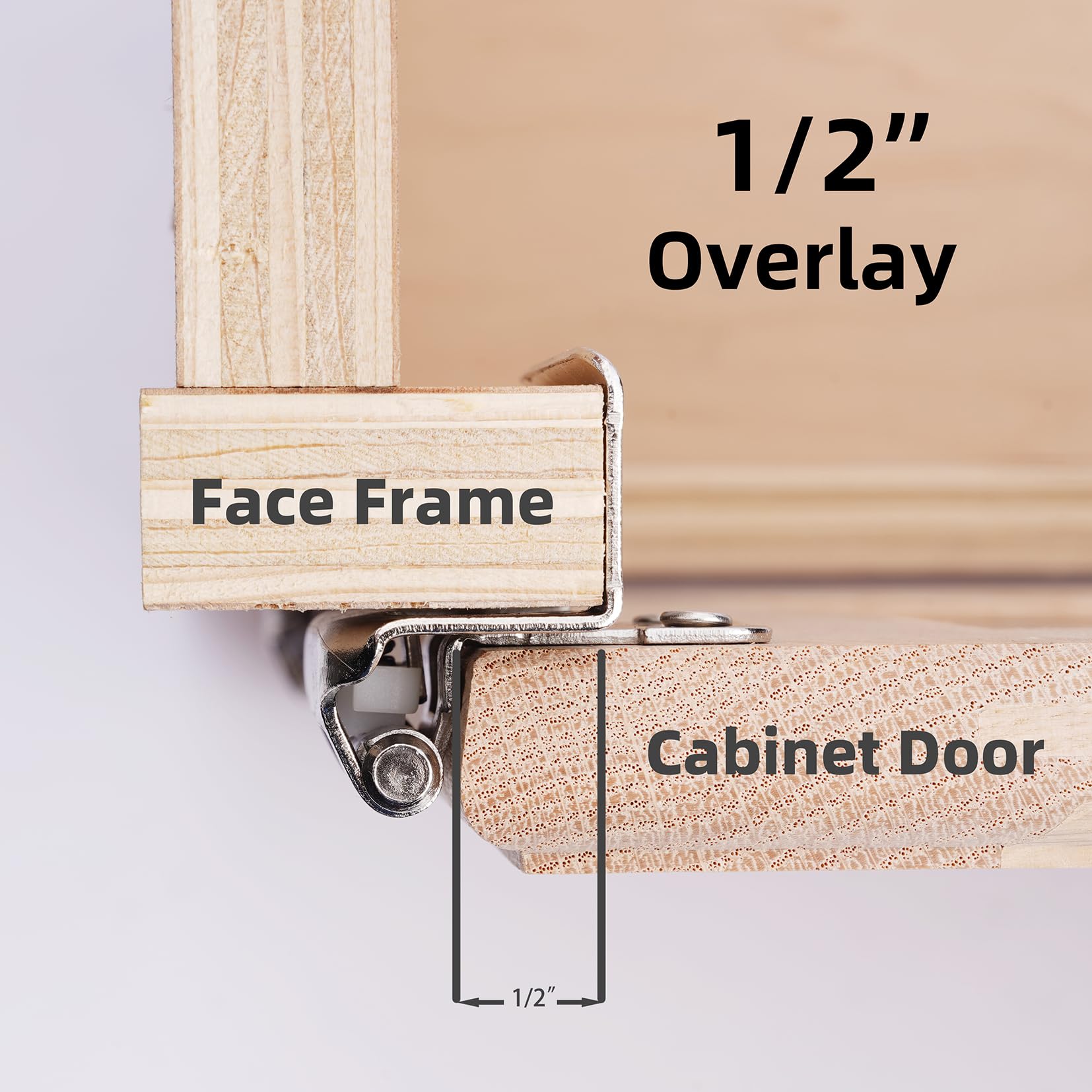 DecoBasics hinge close-up pin, highlighting solid steel core and smooth self-closing action.