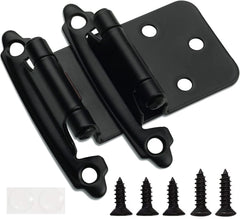 DecoBasics overlay hinge matte black closeup showing durable cabinet hardware